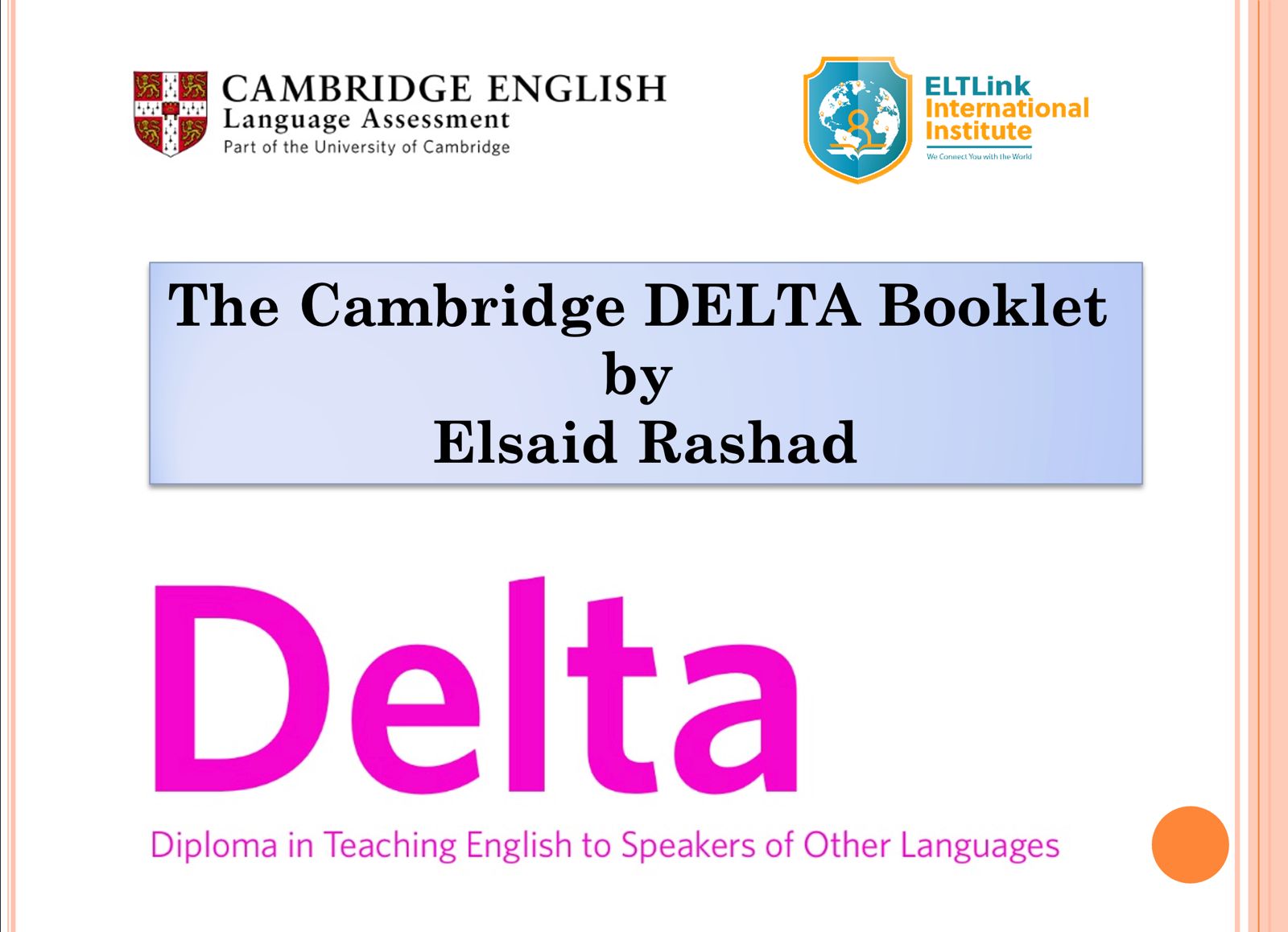 The Cambridge DELTA Booklet
